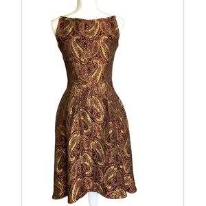 Tess Made in USA Paisley Spaghetti Strap Lined Dress Size 2